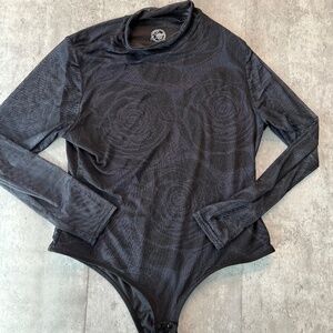 Selena Quintanilla Official Mesh Bodysuit Black Rose Long Sleeve XXL